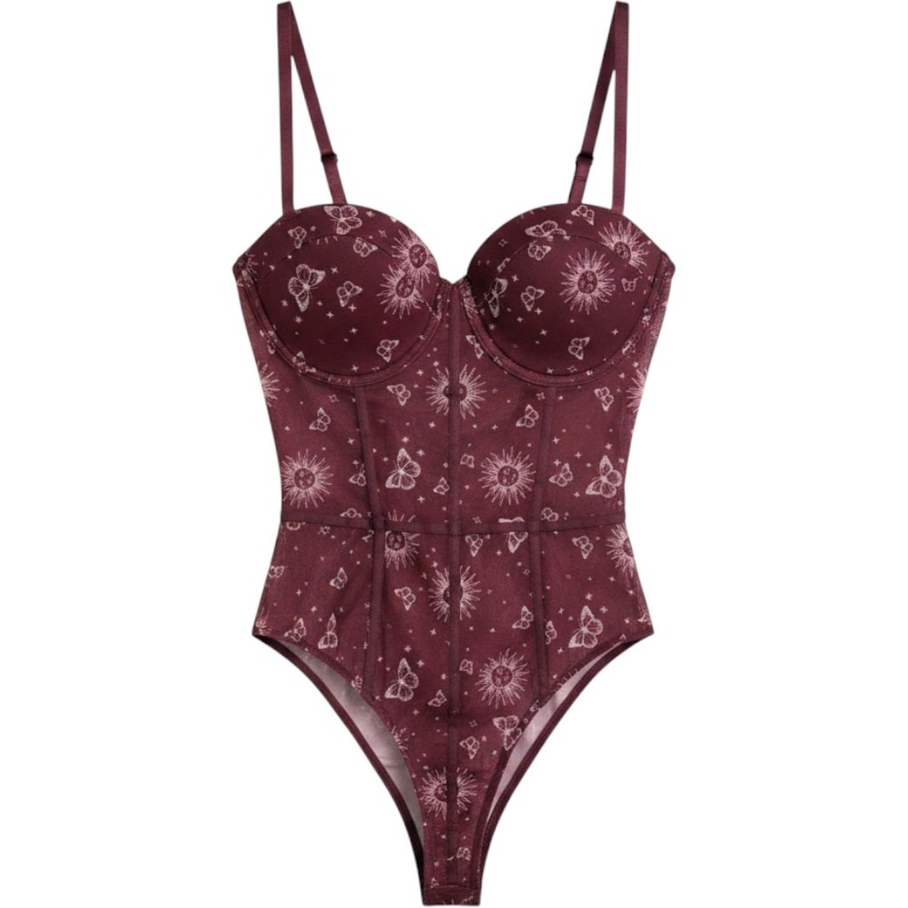 Rue21 Celestial Mesh Bodysuit Witchy Astrology Fairycore Whimsigoth Corset Med